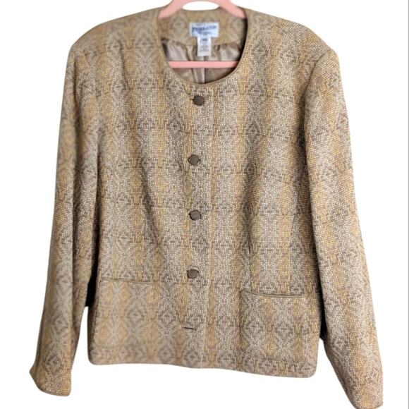 Vintage Virgin Wool Pendleton Dutton Down Jacket Geometric Lined Women's 20W - Picture 1 of 13